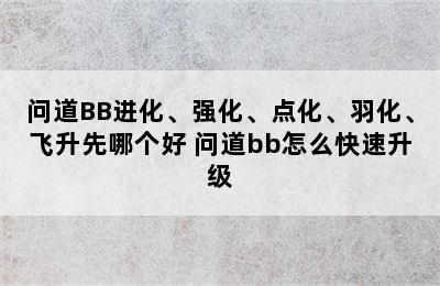 问道BB进化、强化、点化、羽化、飞升先哪个好 问道bb怎么快速升级